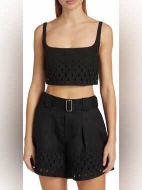 A.L.C. Sky Eyelet Linen Crop Top